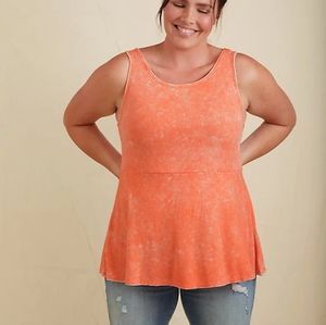Torrid Rib Coral Mineral Wash Peplum Tank Sz 3